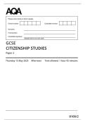 AQA MERGED QUESTION PAPER AND MARK SCHEME 2025 GCSECITIZENSHIP STUDIES8100&sol;2 Paper 2 