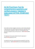 AU 60 Final Exam Test Qs  comprehensive questions and  verified answers &lpar; detailed &  elaborated&rpar; ACTUAL EXAM 2025  TEST&excl;&excl; 