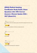 &lpar;NHA&rpar; Medical Assisting Certification Study Guide &vert; Exam Questions with 100&percnt; Correct Answers &vert; Newest Update 2026 &vert; 2027 &lpar;Rated A&plus;&rpar;     