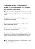 FLORIDA BAIL BONDS STATE EXAM 2026 VERIFIED ACTUAL QUESTIONS AND ANSWERS 100 PERCENT CORRECT A&plus;