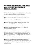 HUC MOCK CERTIFICATION EXAM SCRIPT 2026 COMPLETE QUESTIONS AND CORRECT ANSWERS