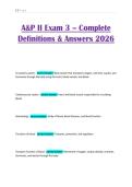 A&P II Exam 3 &ndash; Complete Definitions & Answers 2026
