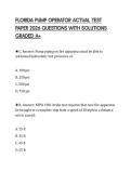 FLORIDA PUMP OPERATOR ACTUAL TEST PAPER 2026 QUESTIONS WITH SOLUTIONS GRADED A&plus;