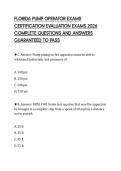 FLORIDA PUMP OPERATOR EXAMS CERTIFICATION EVALUATION EXAMS 2026 COMPLETE QUESTIONS AND ANSWERS GUARANTEED TO PASS