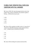FLORIDA PUMP OPERATOR FINAL PAPER 2026 QUESTIONS WITH FULL ANSWERS