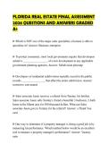 FLORIDA REAL ESTATE FINAL ASSESSMENT 2026 QUESTIONS AND ANSWERS GRADED A&plus;