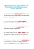 Facilities Management Exam 1 Newest 2026  Questions and Correct Detailed Answers  Already Graded A&plus; 