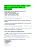 NEUROSCIENCE FINAL EXAM &ndash; USA- QUESTIONS WITH COMPLETE ANSWERS