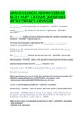 USAHS CLINICAL NEUROSCIENCE CLO 1 PART 1-4 EXAM QUESTIONS WITH CORRECT ANSWERS