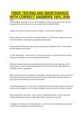 FIBER TESTING AND MAINTENANCE WITH CORRECT ANSWERS 100&percnt; 2026