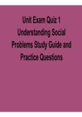 Unit Exam Quiz 1 Understanding Social Problems &ndash; Study Guide & Practice Questions with Answers &lpar;2026 Update&rpar;