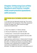 Chapter 24 Nursing Care of the Newborn and Family &lpar; Louder milk&rpar; exam practice questions with answers