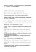 WGU C723 QUANTITATIVE ANALYSIS FOR BUSINESS QUESTIONS AND ANSWERS