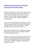 Adaptive quizzing Endocrine System exam questions with answers