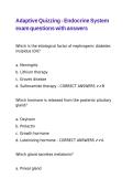 Adaptive Quizzing - Endocrine System exam questions with answers&period;