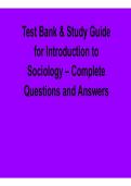 Test Bank & Study Guide for Introduction to Sociology &ndash; Complete Questions and Answers &lpar;2026 Update&rpar;