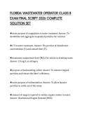FLORIDA WASTEWATER OPERATOR CLASS B EXAM FINAL SCRIPT 2026 COMPLETE SOLUTION SET