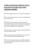 FLORIDA WASTEWATER OPERATOR CLASS B EXAM PRACTICE REVIEW 2026 TESTED QUESTIONS ANSWERS