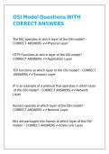 OSI Model Questions WITH CORRECT ANSWERS