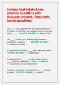 Indiana Real Estate Exam practice Questions with Accurate answers &lpar;frequently tested questions