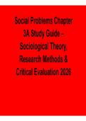 Social Problems Chapter 3A Study Guide &ndash; Sociological Theory&comma; Research Methods & Critical Evaluation &lpar;2026 Update&rpar;