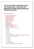 CMA &lpar;AAMA&rpar; Practice Examination Practice  300&plus; Questions 2026 &ndash; Verified Q&A with  Rationales for Certified Nursing Assistant Test  Prep 100&percnt; fast revision