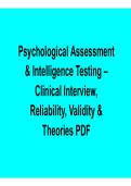 Psychological Assessment & Intelligence Testing &ndash; Clinical Interview&comma; Reliability&comma; Validity & Theories PDF &lpar;2026 Update&rpar;