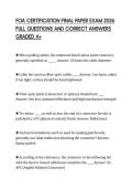 FOA CERTIFICATION FINAL PAPER EXAM 2026 FULL QUESTIONS AND CORRECT ANSWERS GRADED A&plus;