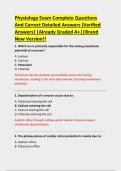 Physiology Exam Complete Questions  And Correct Detailed Answers &lpar;Verified  Answers&rpar; &vert;Already Graded A&plus;&vert;&vert;Brand  New Version&excl;&excl;