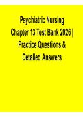 Psychiatric Nursing Chapter 13 Test Bank 2026 &ndash; Practice Questions & Detailed Answers