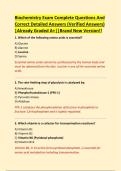 Biochemistry Exam Complete Questions And  Correct Detailed Answers &lpar;Verified Answers&rpar;  &vert;Already Graded A&plus;&vert;&vert;Brand New Version&excl;&excl; 