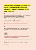Genetics Exam Complete Questions And  Correct Detailed Answers &lpar;Verified  Answers&rpar; &vert;Already Graded A&plus;&vert;&vert;Brand  New Version&excl;&excl; 