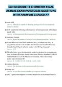 SCH4U GRADE 12 CHEMISTRY FINAL ACTUAL EXAM PAPER 2026 QUESTIONS WITH ANSWERS GRADED A&plus;