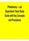 Phlebotomy &ndash; Lab Department Tests Study Guide with Key Concepts and Procedures &lpar;2026 Update&rpar;