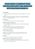 SCH4U GRADE 12 CHEMISTRY FINAL CERTIFICATION SCRIPT 2026 QUESTIONS WITH SOLUTIONS GRADED A&plus;