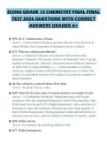 SCH4U GRADE 12 CHEMISTRY FINAL FINAL TEST 2026 QUESTIONS WITH CORRECT ANSWERS GRADED A&plus;