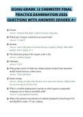 SCH4U GRADE 12 CHEMISTRY FINAL PRACTICE EXAMINATION 2026 QUESTIONS WITH ANSWERS GRADED A&plus;