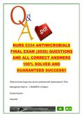 NURS 5334 Antimicrobials Final Exam Prep 400 Questions Pharmacology&comma; Antibiotics&comma; Drug Interactions&comma; Clinical Therapeutics Nursing