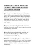 FOUNDATIONS OF MENTAL HEALTH CARE CERTIFICATION EVALUATION 2026 TESTED QUESTIONS AND ANSWERS