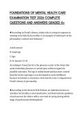 FOUNDATIONS OF MENTAL HEALTH CARE EXAMINATION TEST 2026 COMPLETE QUESTIONS AND ANSWERS GRADED A&plus;