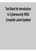 Test Bank for Introduction to Cybersecurity &ndash; WGU Complete Latest Updated &lpar;2026 Edition&rpar;