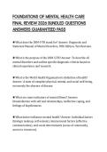 FOUNDATIONS OF MENTAL HEALTH CARE FINAL REVIEW 2026 BUNDLED QUESTIONS ANSWERS GUARANTEED PASS