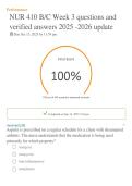 NUR 410 B-C Week 3 questions and verified answers 2025 -2026 update