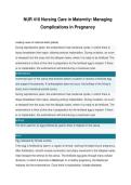 NUR 410 Nursing Care in Maternity Managing Complications in Pregnancy&period;