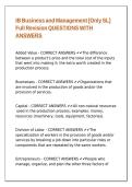 IB Business and Management -Only SL- Full Revision QUESTIONS WITH ANSWERS