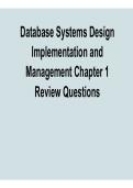 Database Systems Design Implementation and Management Chapter 1 Review Questions 2025&sol; 2026 Comprehensive DBMS Study Resource with Solution
