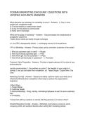 FOXMAN MARKETING 3340 EXAM 1 QUESTIONS WITH VERIFIED ACCURATE ANSWERS