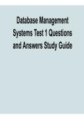 Database Management Systems Test 1 Questions and Answers Study Guide 2025&sol; 2026 Comprehensive DBMS Exam Resource with Solution