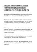 SERVSAFE FOOD HANDLER EXAM 2026 CERTIFICATION EVALUATION EXAM QUESTIONS AND ANSWERS MASTER FILE