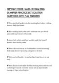 SERVSAFE FOOD HANDLER EXAM 2026 EXAMPREP PRACTICE SET SOLUTION QUESTIONS WITH FULL ANSWERS